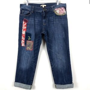 CAbi 887 Patchwork Boyfriend Crop Jeans size 8